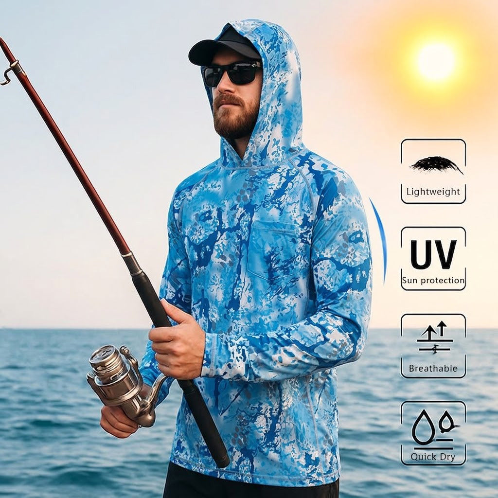 Men's Hooded UV Protection Lightweight Quick-Dry Stretch Fishing Shirt