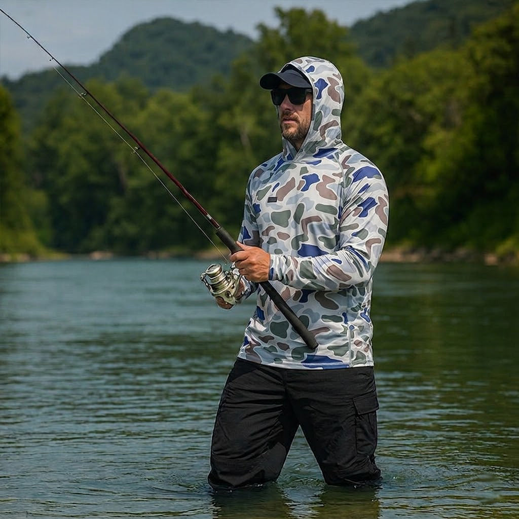Men's Hooded UV Protection Lightweight Quick-Dry Stretch Fishing Shirt