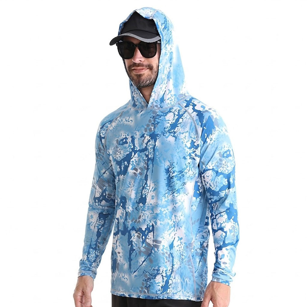 Men's Hooded UV Protection Lightweight Quick-Dry Stretch Fishing Shirt