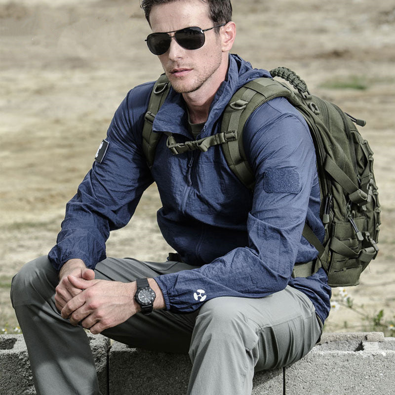 Men’s Quick-Dry UPF 50+ Summer Outdoor Hooded Shell Jacket