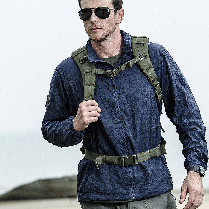 Men’s Quick-Dry UPF 50+ Summer Outdoor Hooded Shell Jacket