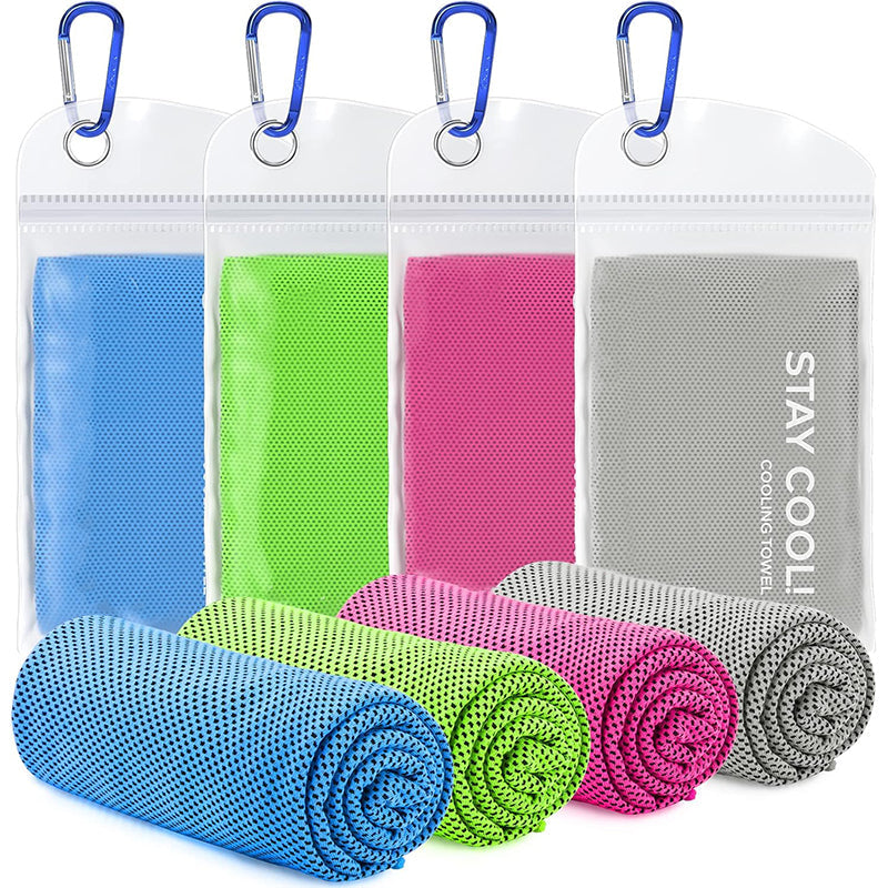 TWS 4 Pack Cooling Towel, Soft Breathable Chilly Microfiber Towel