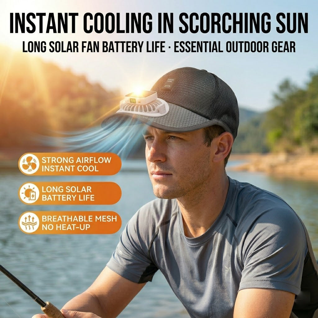 Solar-Powered Fan Sun Baseball Hat Summer UV Protection Fishing Cap