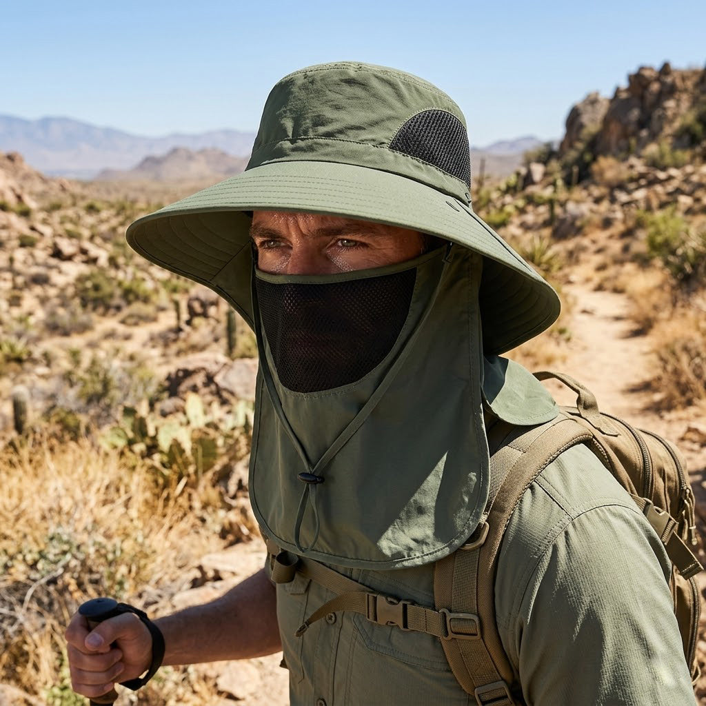 Men’s Sun Protection Fishing Hat – Lightweight Breathable with Detachable Face Cover