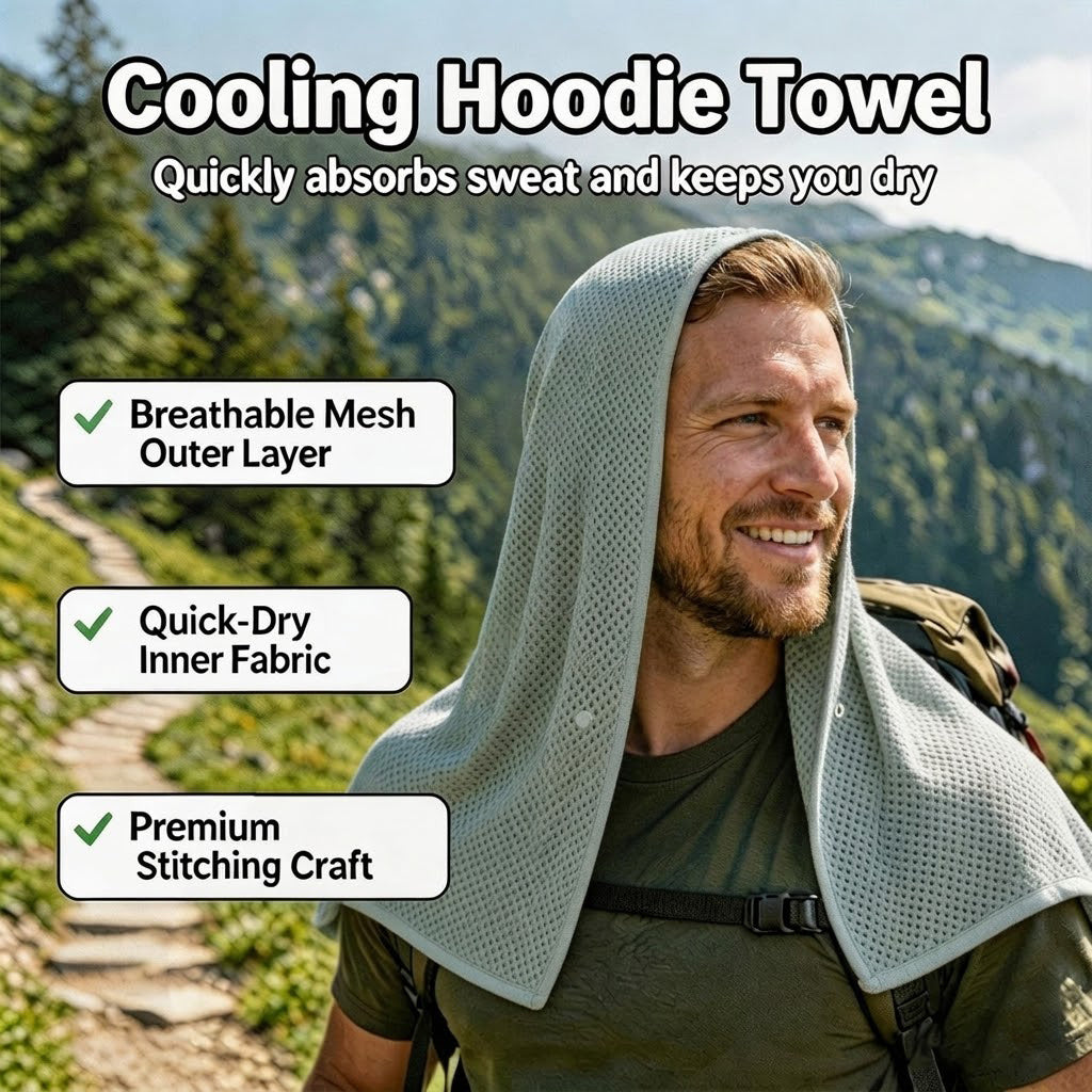 3PACK Quick-Dry Cooling Hoodie Towel for Neck and Face Breathable Moisture-Wicking UV Protection for Outdoor