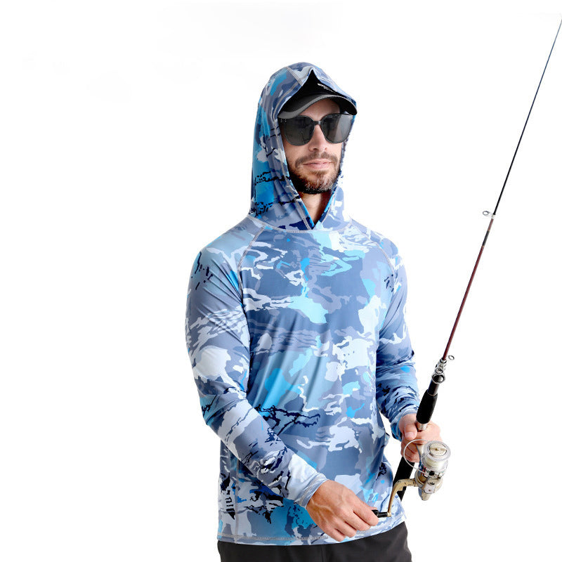 Men's Hooded UV Protection Lightweight Quick-Dry Stretch Fishing Shirt