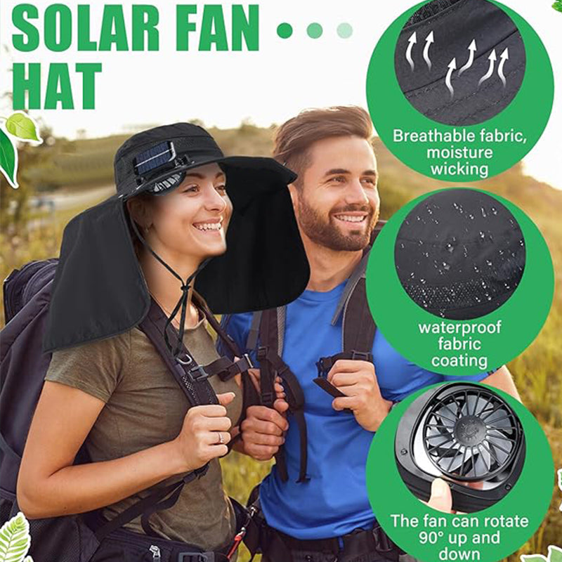 Solar-Powered Single Fan Sun Hat – Detachable & Wide Brim Outdoor UV Protection Fishing Cap