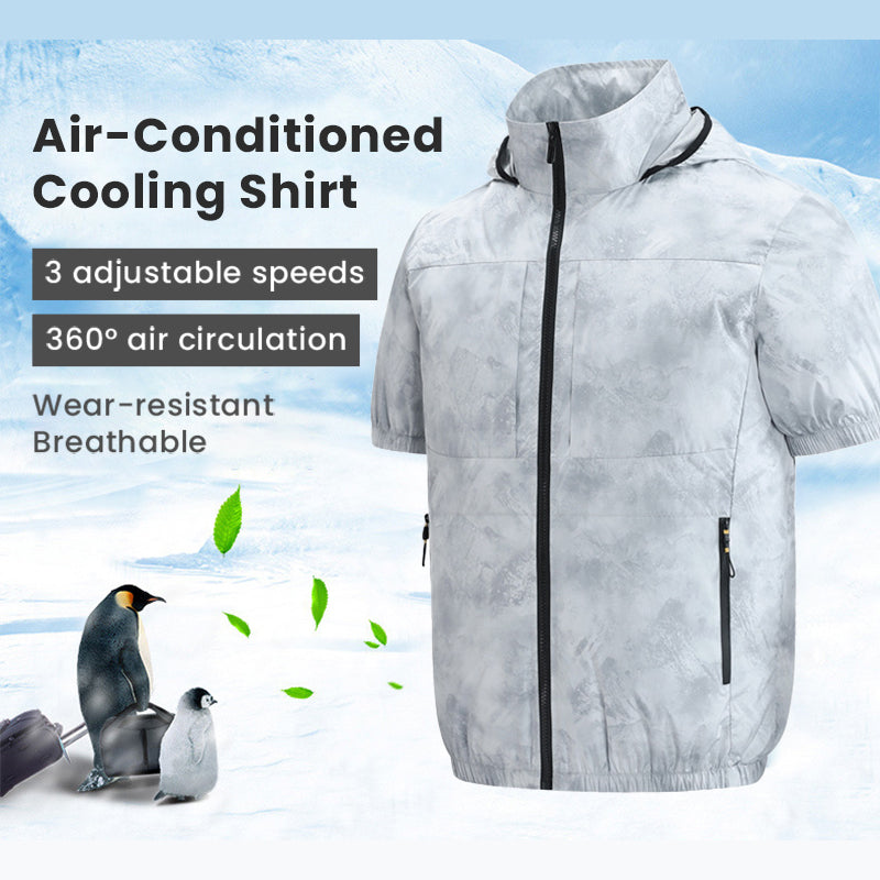 Air Cooling Shirt, 2pc Fan 18V Electric Air Conditioned T-shirt for Hot Weather Outdoor