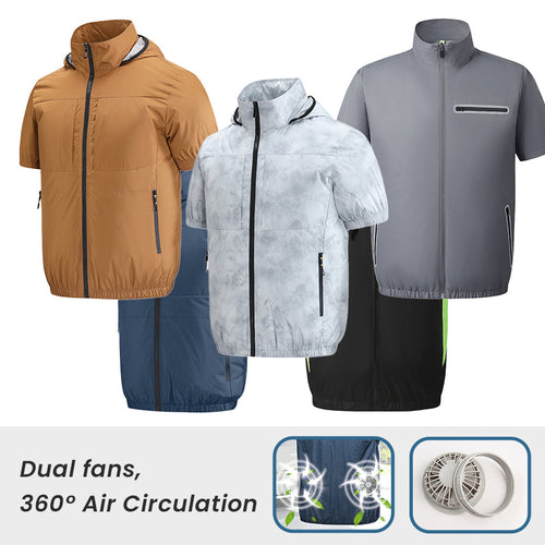 Air Cooling Shirt, 2pc Fan 18V Electric Air Conditioned T-shirt for Hot Weather Outdoor