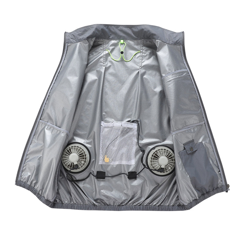 Air Cooling Shirt, 2pc Fan 18V Electric Air Conditioned T-shirt for Hot Weather Outdoor
