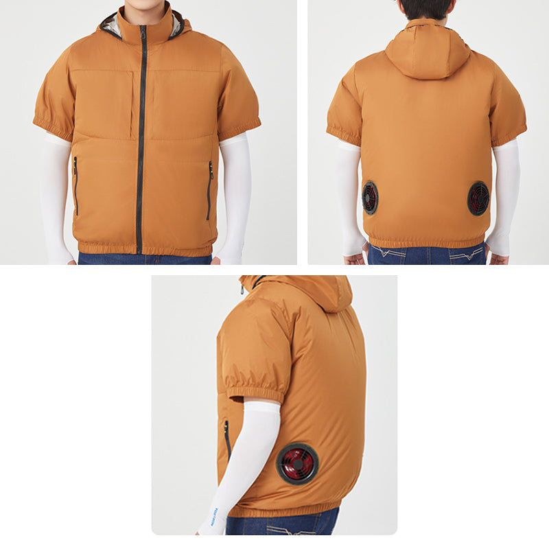 Air Cooling Shirt, 2pc Fan 18V Electric Air Conditioned T-shirt for Hot Weather Outdoor