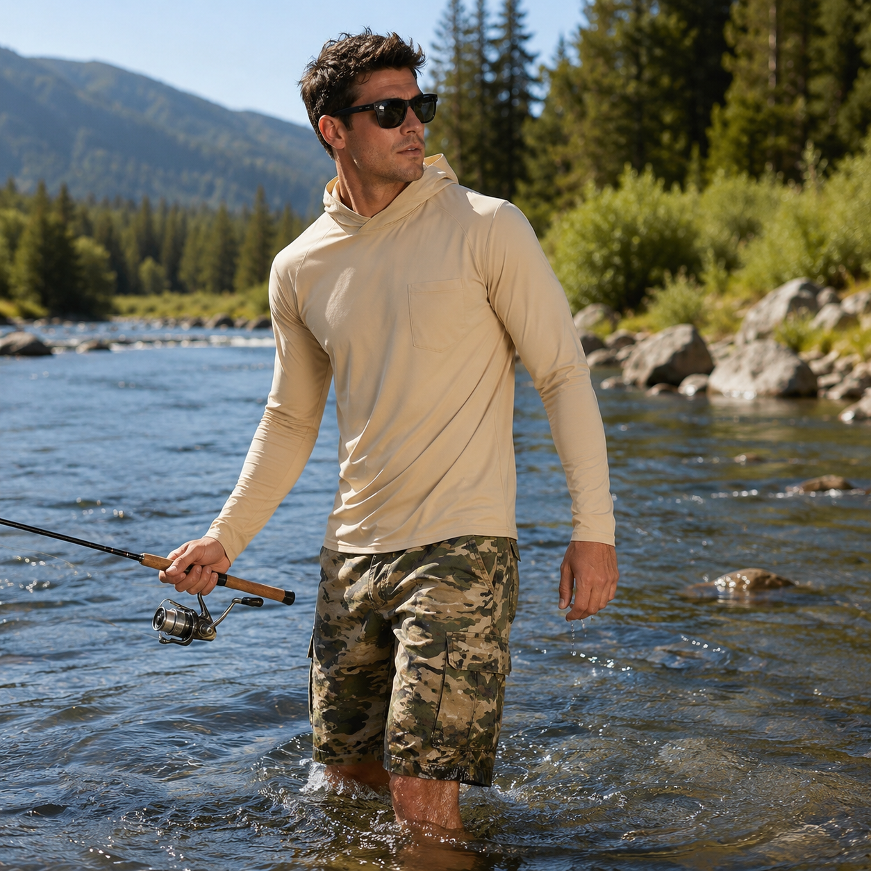 TWS Men's Quick-dry UV Protection Stretchy Fishing Shirt