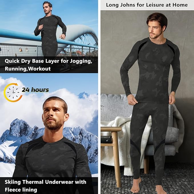 Men's Camouflage Thermal Underwear Tactical Sports Shapewear Set - TWS USA