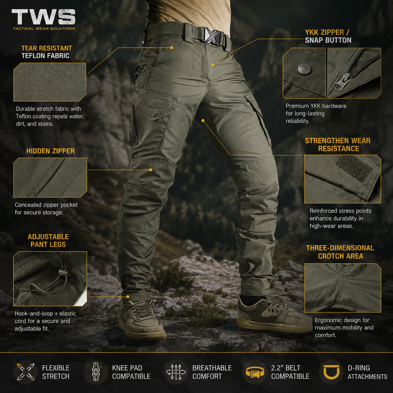 TWS Phantom Operator Tactical Pants Ranger Green