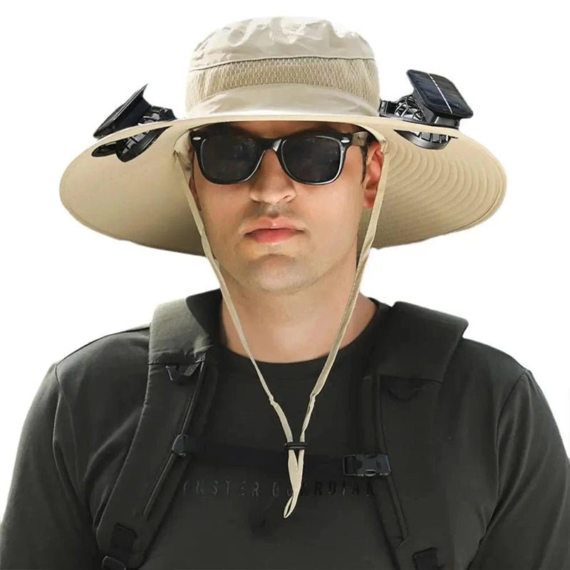 Solar - Powered Double Fan Sun Hat – Wide Brim Outdoor UV Protection Fishing Cap - TWS USA