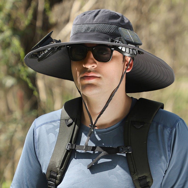 Solar - Powered Double Fan Sun Hat – Wide Brim Outdoor UV Protection Fishing Cap - TWS USA