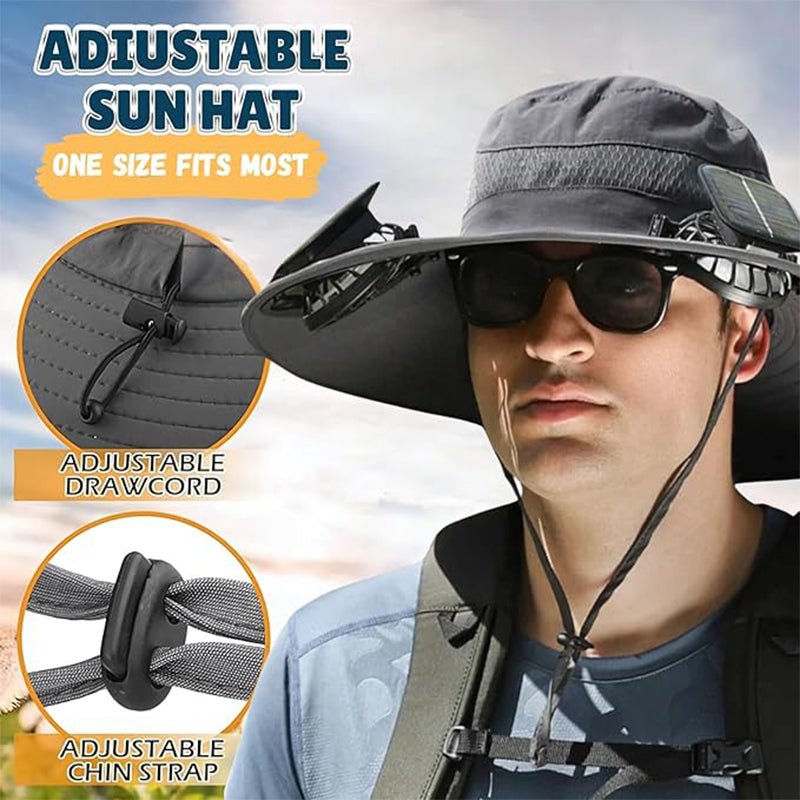 Solar - Powered Double Fan Sun Hat – Wide Brim Outdoor UV Protection Fishing Cap - TWS USA
