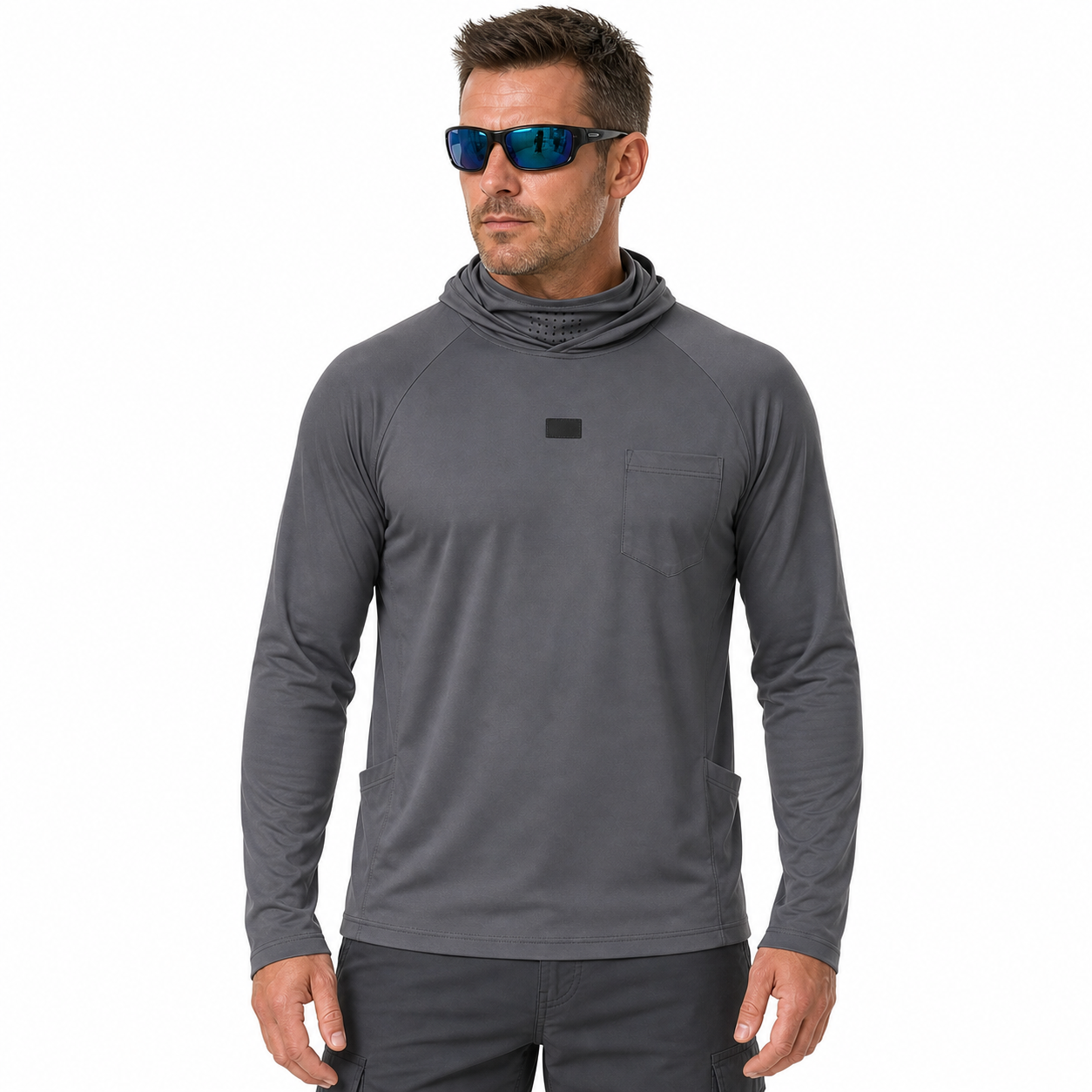 Lightweight Quick-Dry UPF 50+ Hooded Sun Shirt with Built-In Neck Gaiter