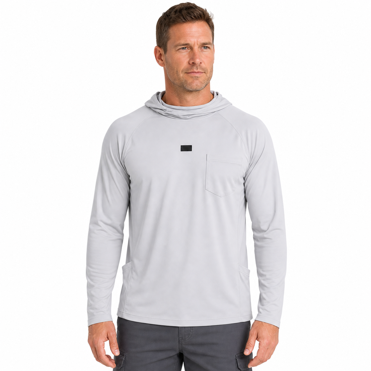 Lightweight Quick-Dry UPF 50+ Hooded Sun Shirt with Built-In Neck Gaiter