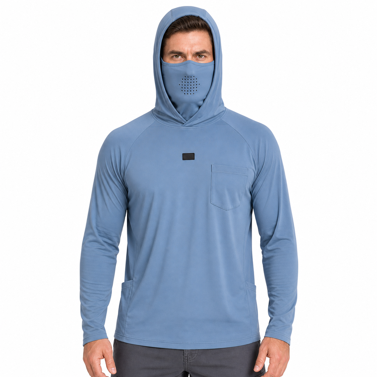 Lightweight Quick-Dry UPF 50+ Hooded Sun Shirt with Built-In Neck Gaiter