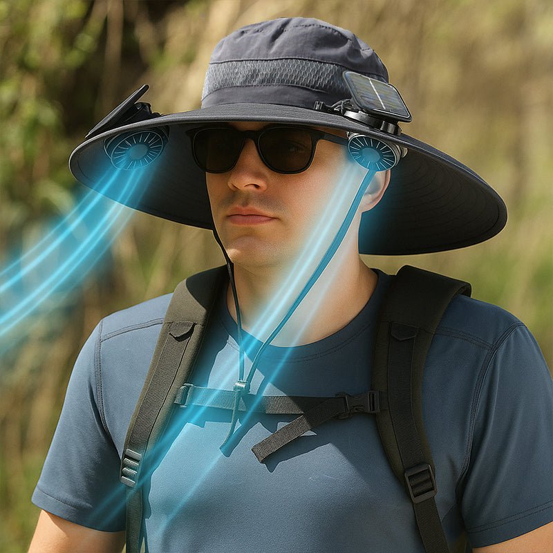 Wide Brim Sun Hat with Solar Fans – Outdoor Work, Fishing & Gardening Hat - TWS USA