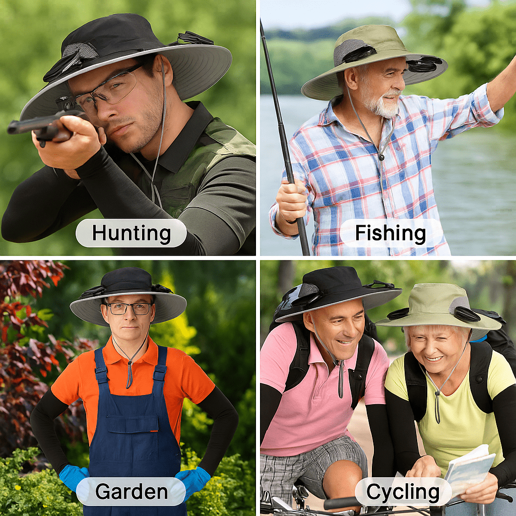 Wide Brim Sun Hat with Solar Fans – Outdoor Work, Fishing & Gardening Hat - TWS USA
