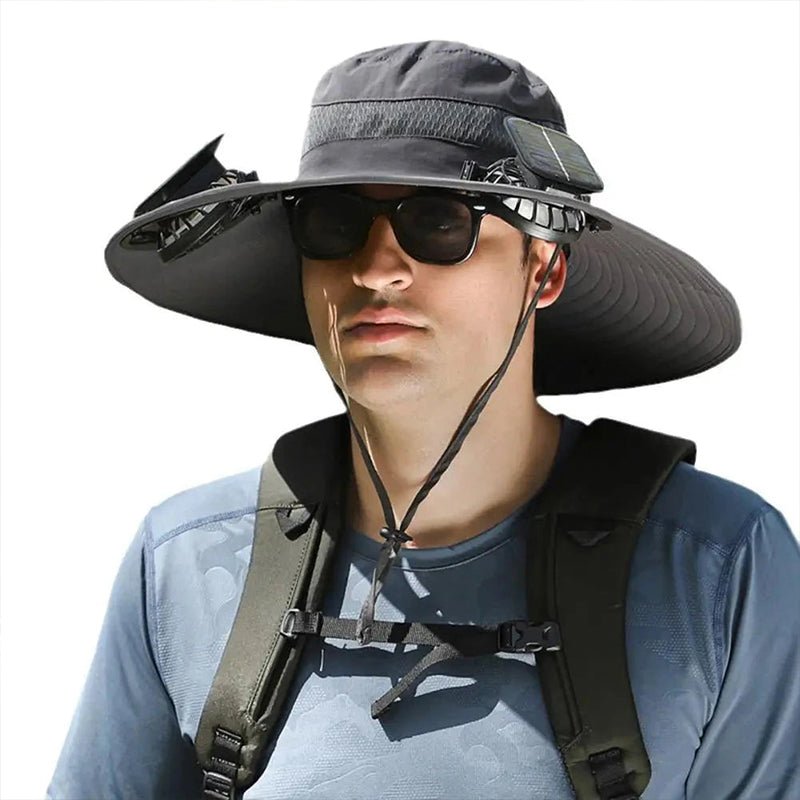 Wide Brim Sun Hat with Solar Fans – Outdoor Work, Fishing & Gardening Hat - TWS USA